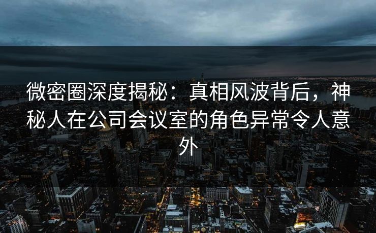 微密圈深度揭秘：真相风波背后，神秘人在公司会议室的角色异常令人意外