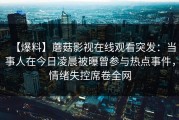 【爆料】蘑菇影视在线观看突发：当事人在今日凌晨被曝曾参与热点事件，情绪失控席卷全网