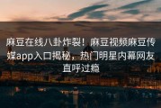 麻豆在线八卦炸裂！麻豆视频麻豆传媒app入口揭秘，热门明星内幕网友直呼过瘾