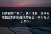 别再被带节奏了，我不理解…直到我看懂蜜桃视频在线的复盘（真相有点反常识）