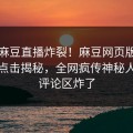 刚刚麻豆直播炸裂！麻豆网页版永久免费点击揭秘，全网疯传神秘人内幕评论区炸了