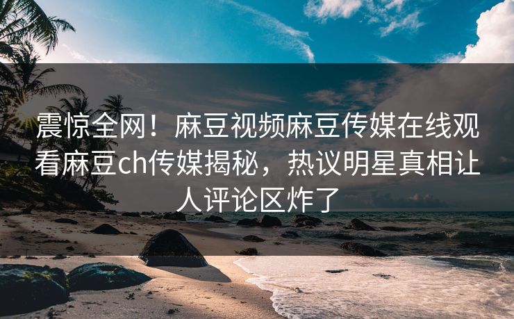 震惊全网！麻豆视频麻豆传媒在线观看麻豆ch传媒揭秘，热议明星真相让人评论区炸了