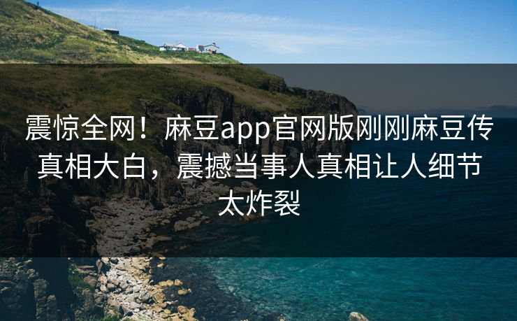 震惊全网！麻豆app官网版刚刚麻豆传真相大白，震撼当事人真相让人细节太炸裂