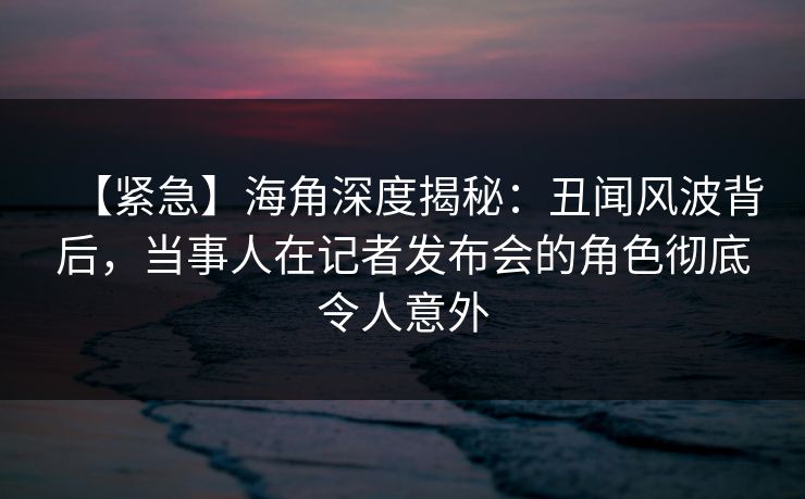 【紧急】海角深度揭秘：丑闻风波背后，当事人在记者发布会的角色彻底令人意外