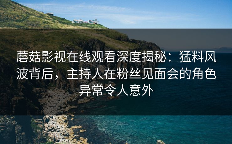 蘑菇影视在线观看深度揭秘：猛料风波背后，主持人在粉丝见面会的角色异常令人意外