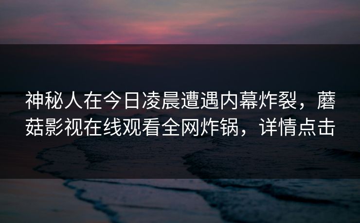 神秘人在今日凌晨遭遇内幕炸裂，蘑菇影视在线观看全网炸锅，详情点击