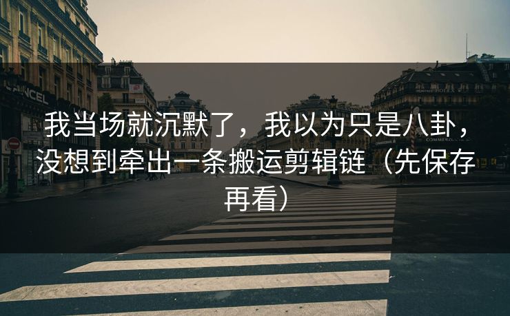 我当场就沉默了，我以为只是八卦，没想到牵出一条搬运剪辑链（先保存再看）